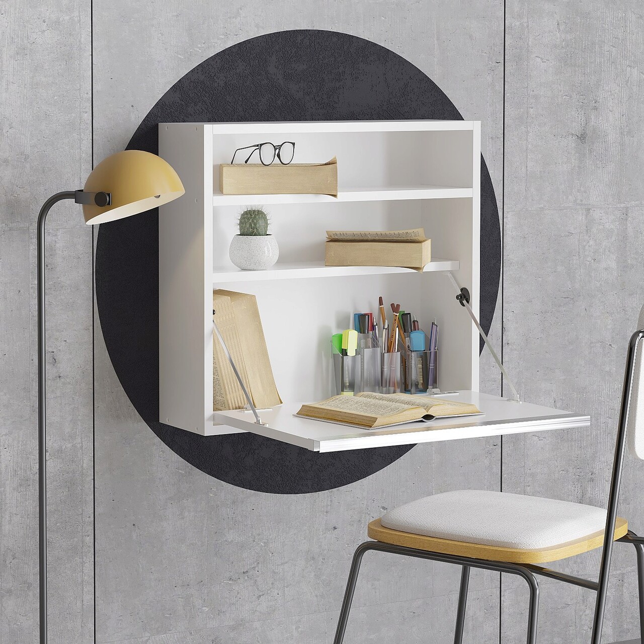 Birou, Hanah Home, Optimum, 64x60x20 cm, Alb - imagine 7